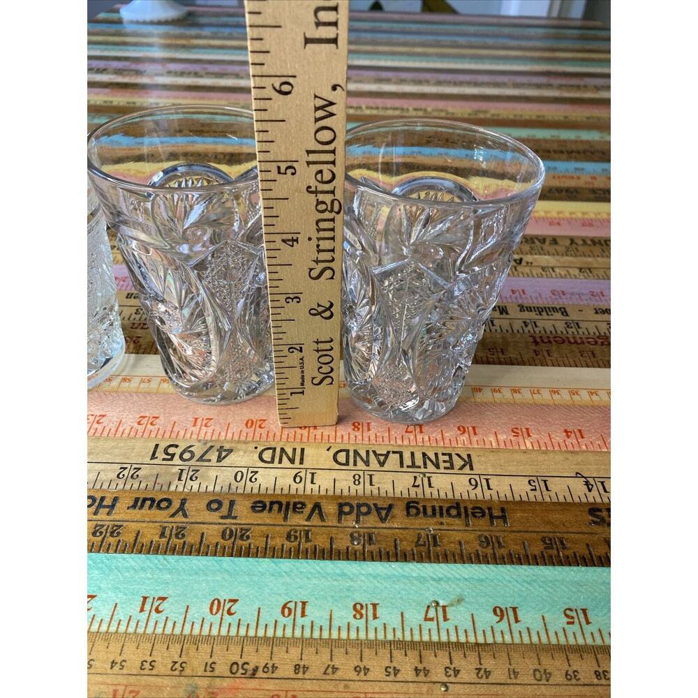 Vintage‎ Starburst Pattern Clear Heavy Juice Glass Oatmeal Glasses 3 MCM 1960s - Picture 9 of 10